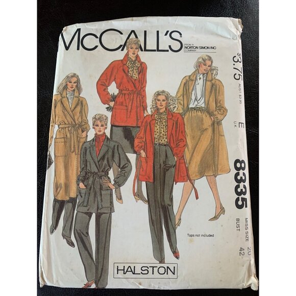 McCall's Misses Coat Jacket Skirt Pant Sewing Pattern Sz 20 8335 - Uncut - Picture 1 of 9